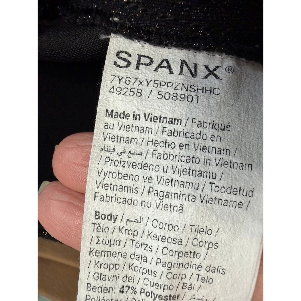 SPANX Women Air-essentials Shine Wide Leg Pant Stretch Black Gunmetal Shimmer M - Picture 10 of 12